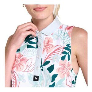 NEW Bad Birdie Floral Sleeveless Polo in Pink, Teal, White